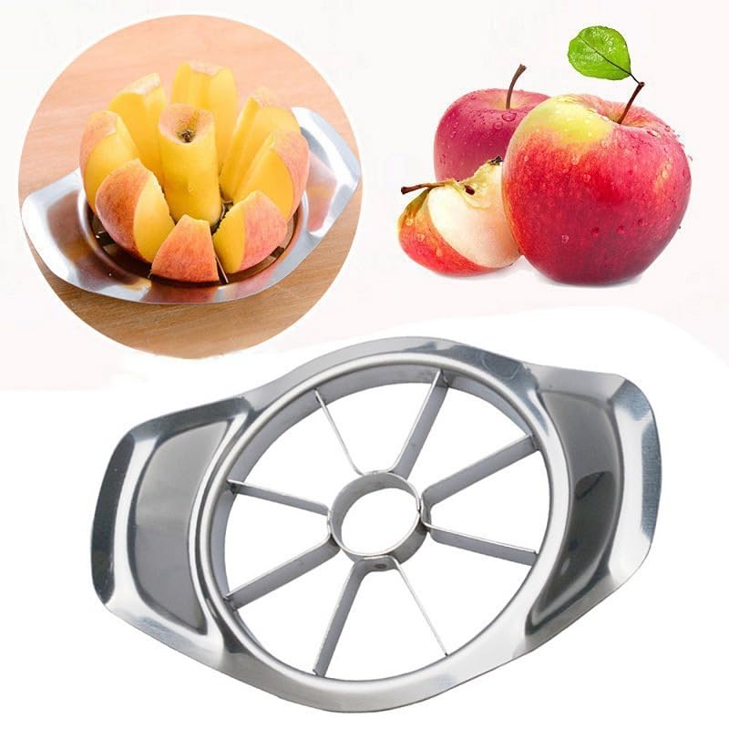 Biglumin Trancheuse de Pomme, Coupe Pomme Acier Inoxydable, Vide Pommes Inox Couper Poires, Pèle-Découpe-Epluche Pomme-Enleve Trognon-Tranche Pomme de Terre...
