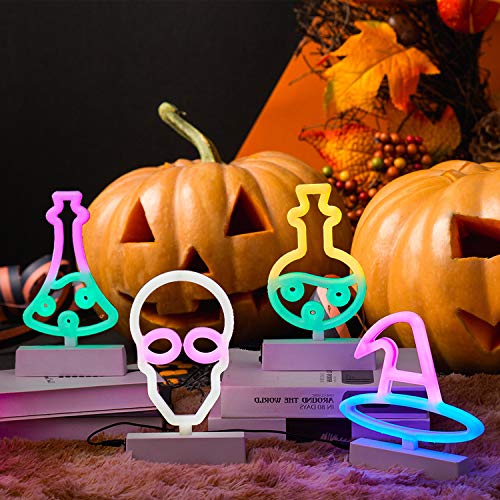 YR Halloween Decorations LED Neon Sign Light. Indoor Night Table Lamp with Battery or USB Powered for Party, Living Room, Family Room, Kids Room, Home Décor, Boo