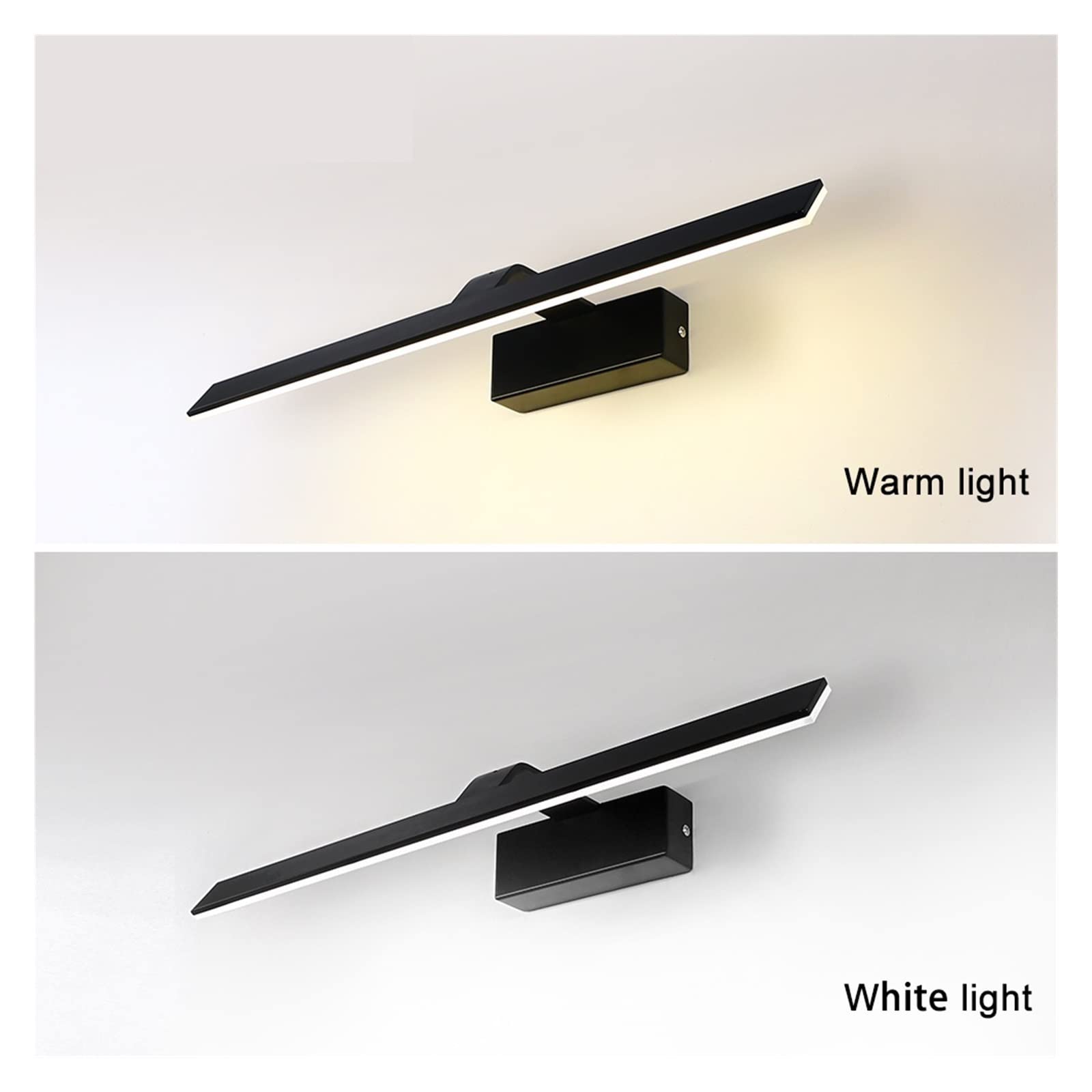 Kinkiet Led Nordic Picture Light 55 cm Łazienka Light Black White Wall oprawa oświetleniowa do sypialni Salon(Black,5500-7000K_55CM)