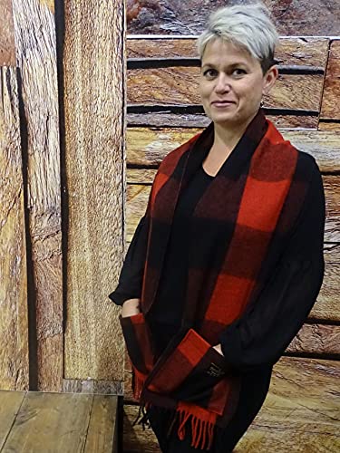 Patrick King Woollen Company Long Merino Wool Scarf with Pockets - Rob Roy MacGregor Fringed Plaid Oversized Scarf 10" x 69" for Men Women Made of Heavy Wool Warm Thick Durable2