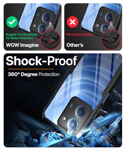 Image of WOW IMAGINE Shock Proof Clear Back Case Mobile Cover for Mi Redmi 15C 5G | Poco C85 5G 2025 (Hard | Hybrid PC + TPU | Full Armour Device & Camera Protection | Black)