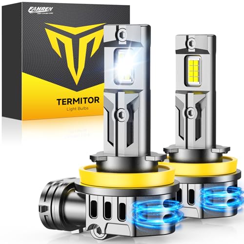 FAHREN H11/H8/H9 Fog Light Bulbs, 60,000LM High Brightness, 6500K Cool White Fog Lamps, 1:1 Halogen Size, IP68 Waterproof, Plug and Play, H11/H8/H9 Replacement Bulbs, 2-Pack