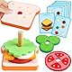 Holz Hamburger Sandwich Kinder Stapelspielzeug, Kinderküche Zubehör Holz Burger Lebensmittel Koch Spielzeug Brot Holzstapel SpielküChe Rollenspiele Geschenk für Jungen Mädchen 3+ (Sandwich)