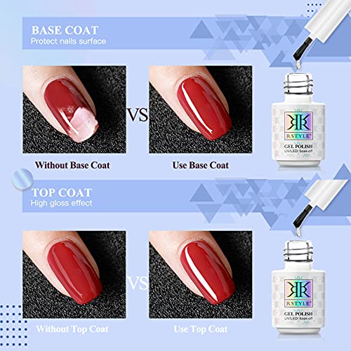 RSTYLE Top Coat Gel UV Base Matt Coat, 4pcs Gel Nagellack UV Set Shellac Base und No Wipe Top Coat Set Überlack Gel Nail… – Bild 5