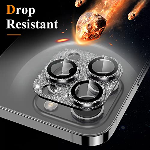 Image of YWXTW for iPhone 13 Pro /iPhone 13 Pro Max Camera Lens Protector, [4TH Gen New Bling Design] Glitter Shiny Diamond Metal Ring Tempered Glass Back Camera Screen Protector Lens Cover