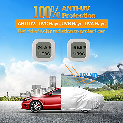 Image of Car Cover Outdoor Sedan Cover Waterproof Windproof All Weather Scratch Resistant Outdoor with Adjustable Buckle Straps for Sedan Fits up to 185''(185''L x 70''W x 60''H)