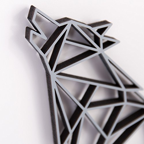 KLEINLAUT 3D-Origami, Wolf, 50 x 43,4 cm (XL), Schwarz