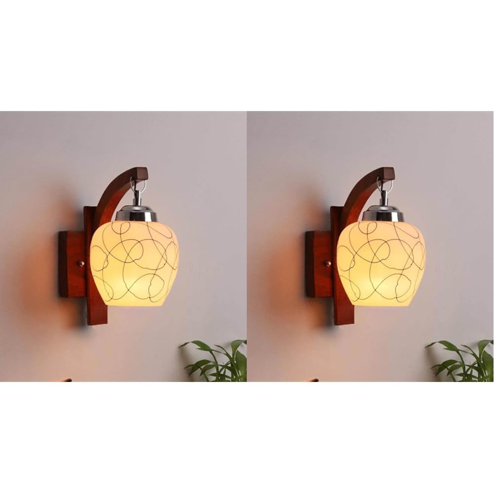 Mahganya Industries Designer Home Decorative Modern Wall lamp for Living Room, Bedside, Bedroom, Decorative Light for Indoor Application without Bulb Round lamp (Blac, White) (Pack of 2) (B0D81CML8S) Amazon Price History, Amazon Price Tracker