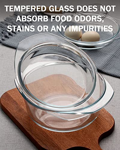 Round Glass Casserole Dish With Lid For Oven Covered Glass Casseroles Ovenware With Glass Lid, Glass Microwavable Bowls (1.5L) #TOP2