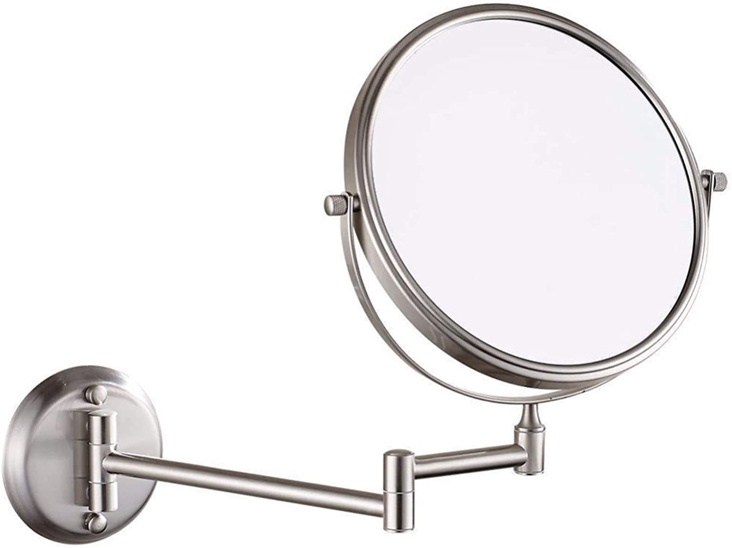 Wandmontierter Kosmetikspiegel, 8-Zoll-Nickel-Finish, um 360 ° drehbarer Vergrößerungs-Rasierspiegel, drehbarer, ausziehbarer, klappbarer Badezimmer-Kosmetikspiegel, 7X
