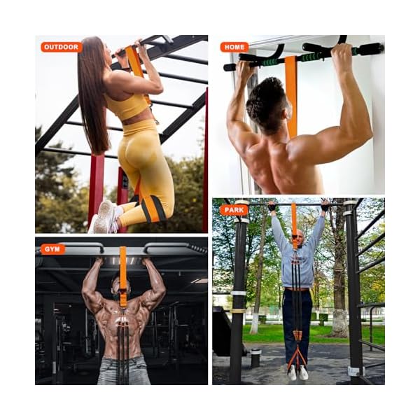 HPYGN Two Foots Pull Up Assistance Bands, Heavy Duty Resistance Band for Pull Up Bar, Adjustable Weight/Size with Fabric Feet/Knee Rest, Bands for Pull Up Assist for Strength Training, Pull Up - Image 4