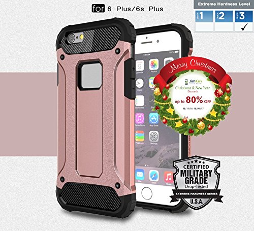 iPhone 6 Plus/6s Plus Case-Rose Gold Heavy Duty Dual Layer Extreme Protection Cover Heavy Duty Case-Extreme Hard Series [iPhone 6 Plus/6s Plus (Rose Gold)]