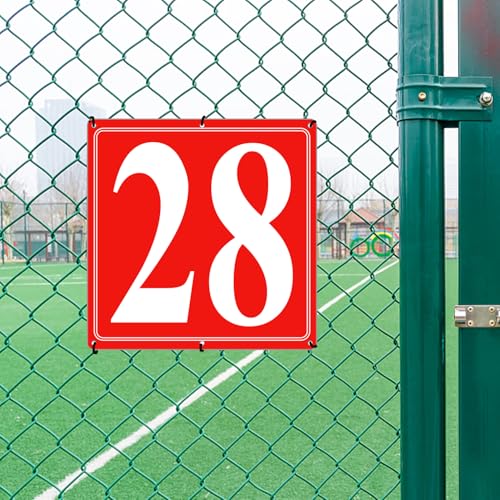 Image of Premium Aluminum Number Signs 28, Metal 12 inch X 12 inch Red Numbered Signs Outdoor for Parking Lots, Floor, Dock, Court, Aisle, Field, High Visibility, No Fade, Weather-resistant