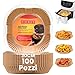 100 Pezzi Carta Forno Per Friggitrice Ad Aria, BISNIE Teglie Per Friggitrice Ad Aria Quadrati, Antigrasso Antiaderente Fodera in Carta Monouso per 5.0-6.0L Air Fryer, Forno, Padelle, Microonde(20cm)