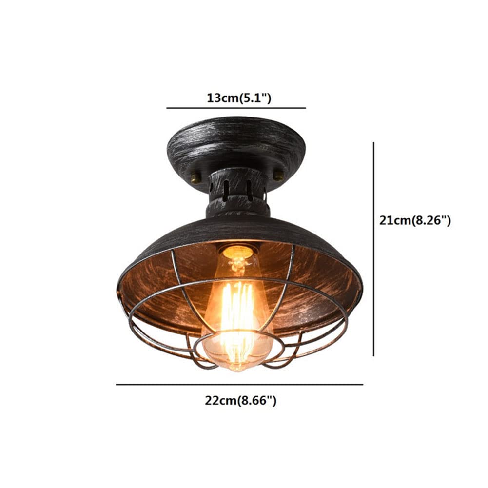 2-Pack Industrial Semi-Flush Mount Ceiling Light – Rustic Black Vintage, For Kitchen, Hallway - View #14