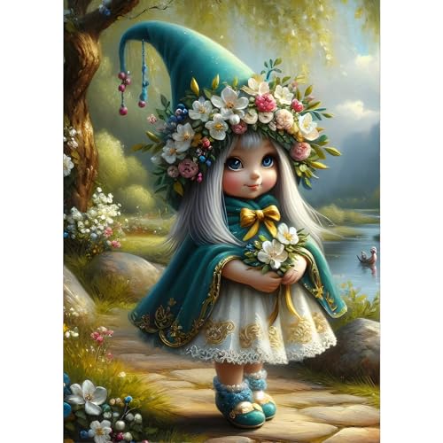 GDYEEH Elfe Fee Diamond Painting Erwachsene, 5D Fantasie Diamant Painting Bilder Anfänger, DIY Blumen Runder Vollbohrer Diamanten Malerei Stickerei Kreuzstich Geschenke Home Wand Dekor 30x40cm