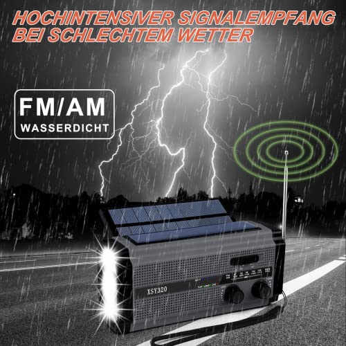 YIKANWEN Tragbare Solar Radio,AM/FM Kurbelradio mit Wiederaufladbare 5000mAh Batterie Powerbank, LED Taschenlampe… - Image 4