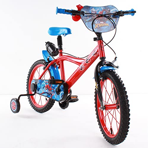 albri Bicicleta de niño Pulgadas de Spiderman, Unisex niños, Rojo Azul, 16 pollici