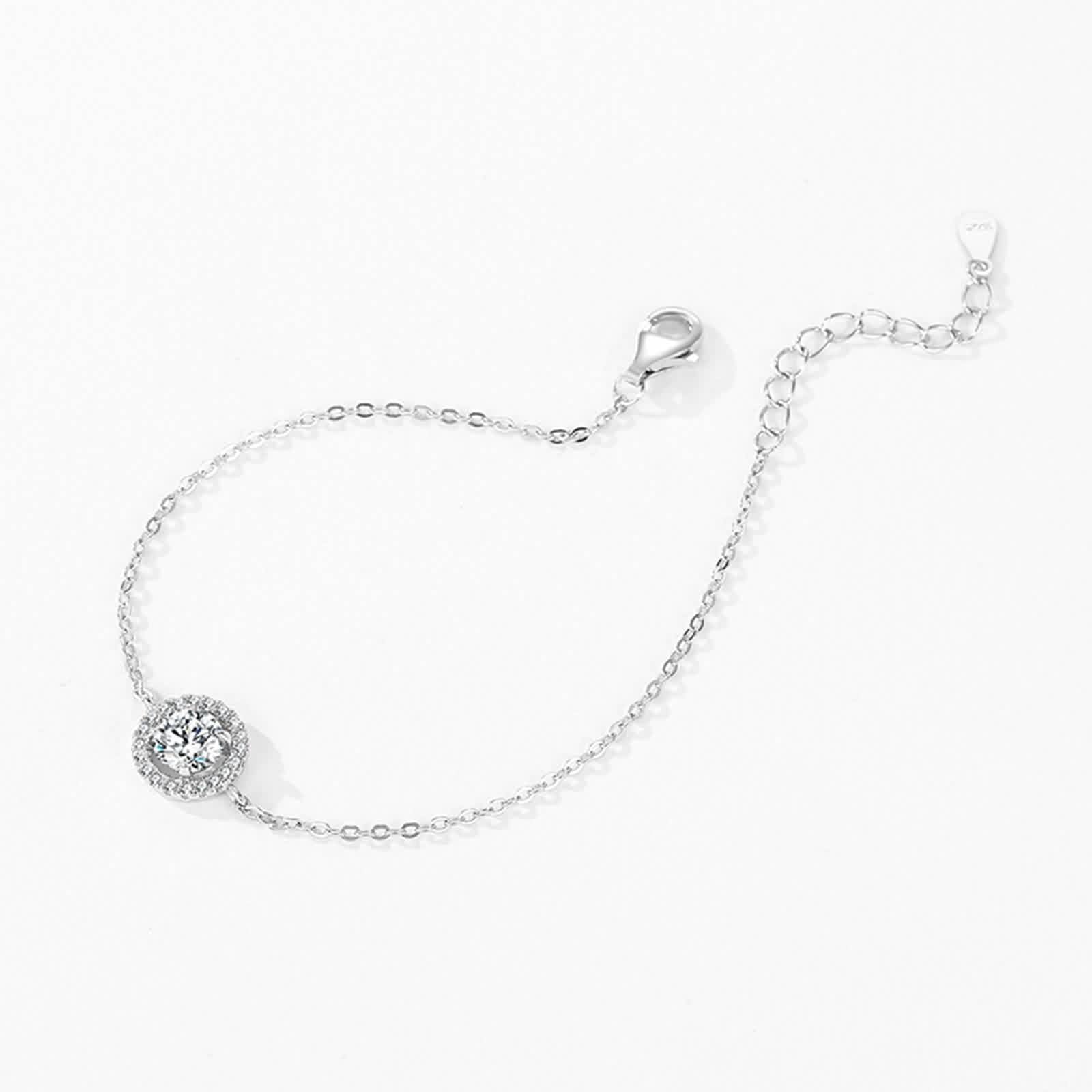 Bracelets pour femmes en or blanc 18 carats Au750, chaîne bracelet femme avec laboratoire créé diamant véritable bijoux, bracelets or 750, 20 + 3 cm