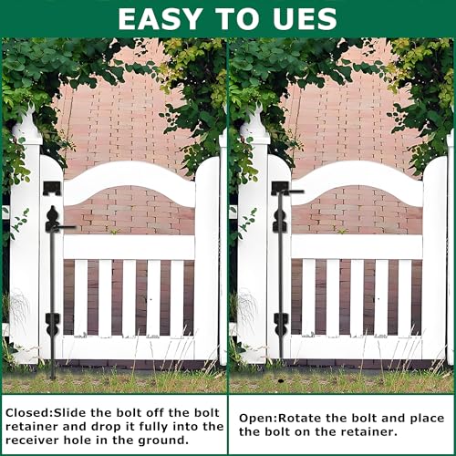 Image of 12 inch Heavy Duty Cane Bolt Gate Drop Rod for Vinyl Gate Latch, Cane Bolts for Gates for Wood PVC Vinyl Metal Fences Gates-1 Pack