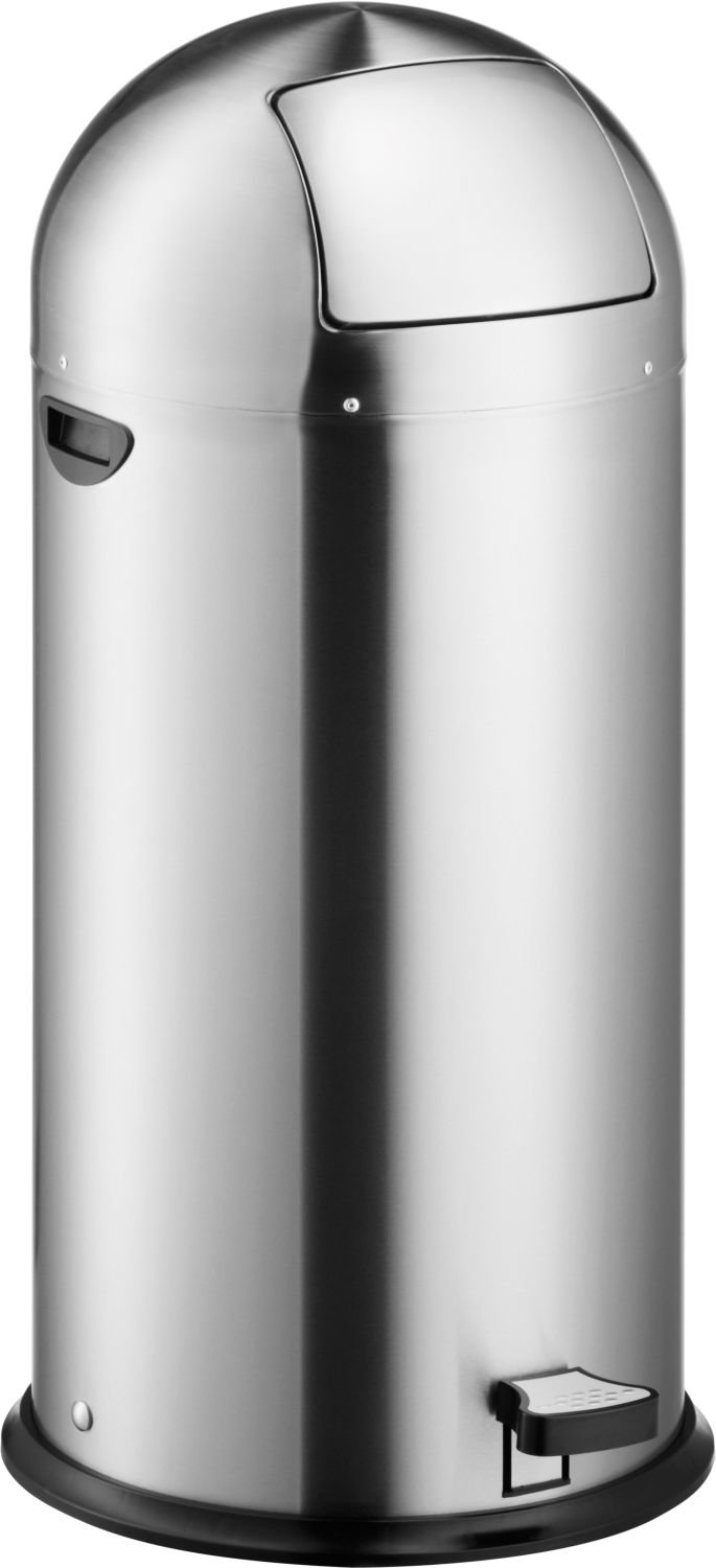 helit H2405400 - Push-Tretabfallbehälter „the step dome“ 52L, Edelstahl | Mülleimer Edelstahl mit Push-Einwurf und Fußpedal für komfortable Abfallentsorgung