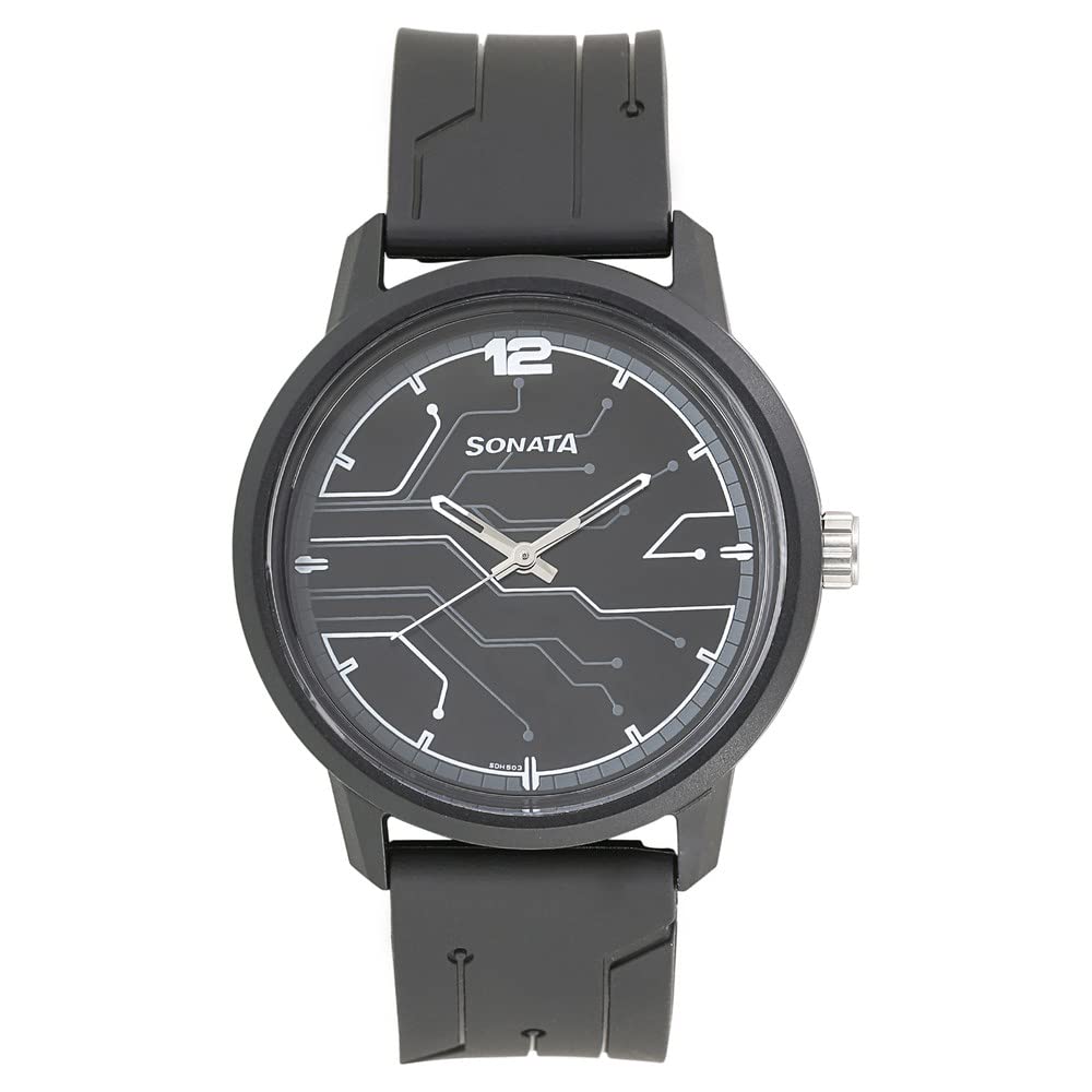 Sonata Quartz Analog Black Dial Plastic Strap Watch for Men-NS77085PP01W (B0BS3RYQGB) Amazon Price History, Amazon Price Tracker