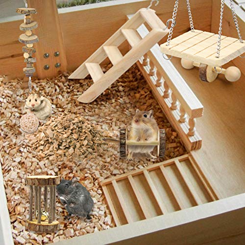 O'woda 12 Pack Hamster kauwspeelgoed, Zacht natuurlijk hout kleine huisdier speelspeelgoed Set, Swing wip halters… - Image 8
