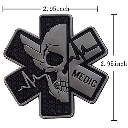 Image of Medic Rubber 3D PVC Patch Medical Paramedic Tactical Morale Badge Patches Hook Fasteners Backing 2.95 x 2.95 Inch Bubble of 2 Pieces