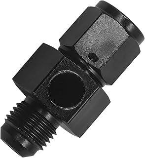 6AN Male Flare to 6AN Female Swivel Fitting Adapter, Fuel Oil Line Pipe Connector with 1/8 NPT Gauge Port, Aluminum Straight Fuel Pressure Take Off Sensor Fitting Adapter