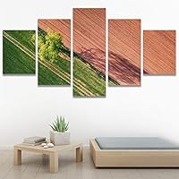 SIGNWIN 5 Panel Canvas Wall Art Modern Art Abstract Closeup Colorful Cool Geometric Minimalist Mixed Media Multicolor Patterns for Home Decorations Ready to Hang - 60