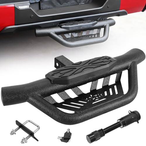 OTHOWE Double Layer Tow Hitch Step for 2 Hitch Receiver Carbon Steel with Dual-Stage Black Powder Anti-Slip Trailer Hitch Step Universal Fit for Trucks SUV Car Van