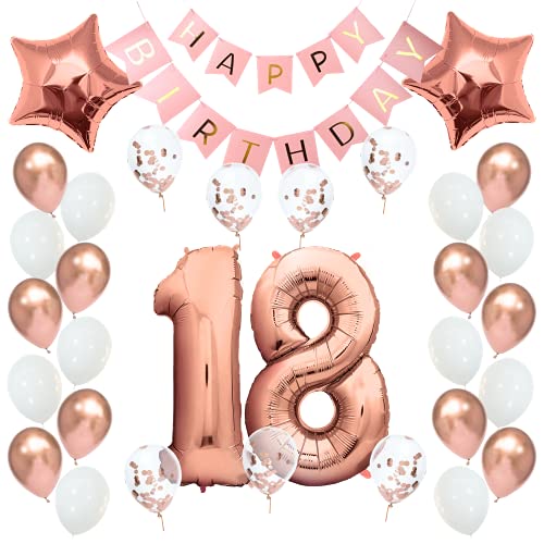 Deko 18. Geburtstag Mädchen - Rosegold Girlande Set Mit Banner & Wirbeln
