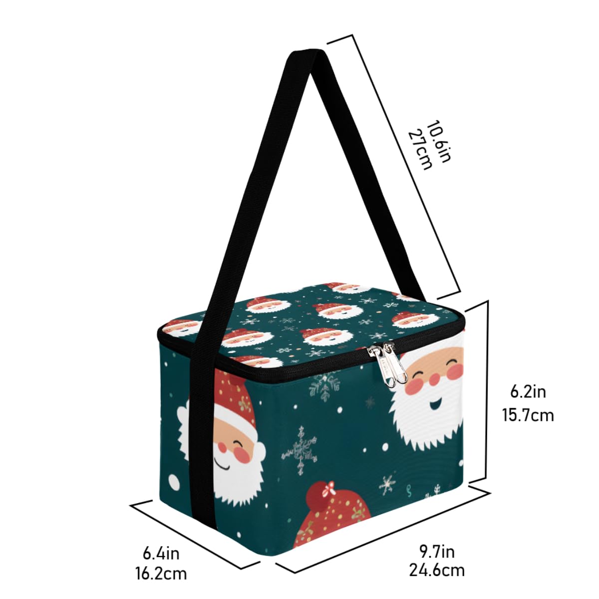 GzLeyigou Lunch Bags for Women Men 9 Cans,Xmas Santa Claus Snow Hot & Cold Food Delivery Bag Insulated Grocery Bag Insulated Lunch Box Cooler Bag for Office Work Picnic Beach