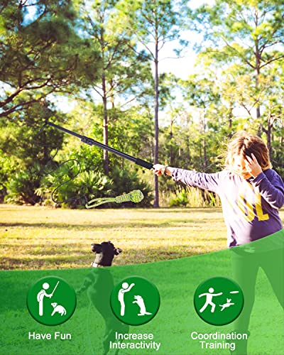 JOFLVA Flirtstock für Hunde, Teaser-Hund, ausziehbarer Teaserstab, interaktives Outdoor-Spielzeug, für kleine mittelgroße Hunde, Training, Spielübung.