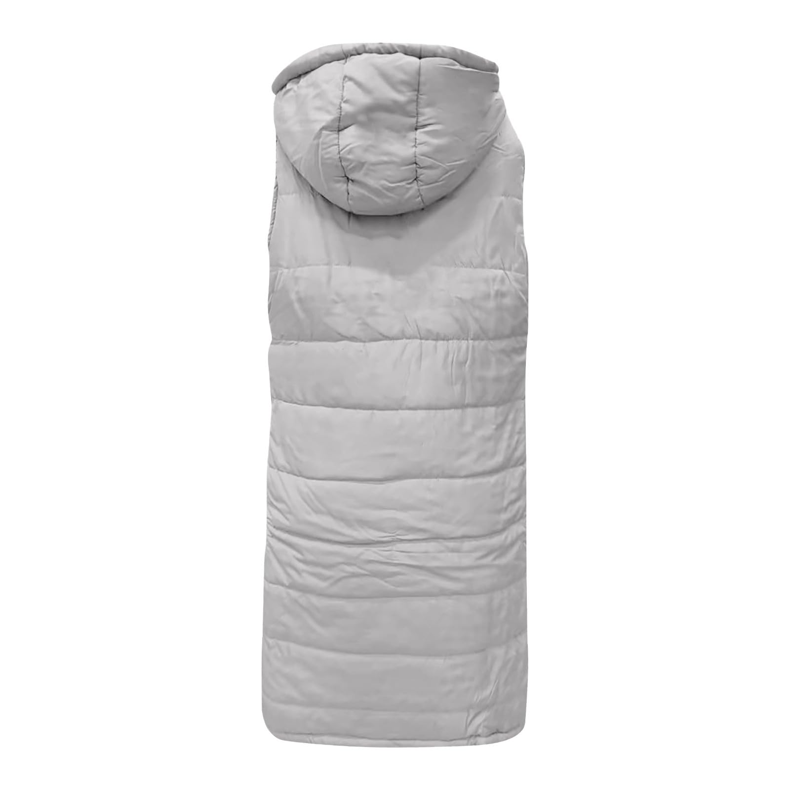 HAOLEI Chaleco Largo para Mujer de Capucha con Cremallera Ligero Chaleco Acolchado de Plumas Abrigada y Gruesa Chaqueta de Invierno Sin Mangas Cómoda Abrigo de Cálidos con Bolsillos Casual Outwear