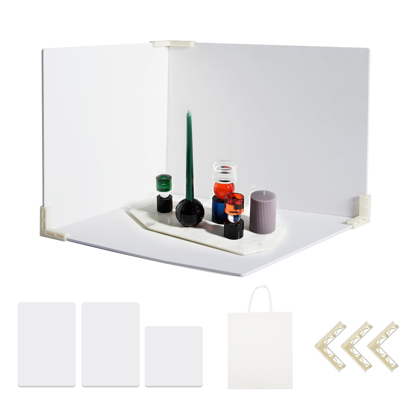 3 PCS Board Photo Backdrop, 15.8x11.8 Inch Waterproof Photography Backdrop Boards with 3 PCS Bracket for Flat Lay, Product Photography Background (