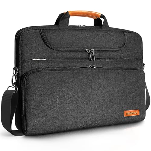 DOMISO Sacoche Ordinateur 17 Pouces Résistant à l'Eau Pochette PC Portable Gamer Sac Bandoulière Homme Business pour 17 17.3 18 Pouces...