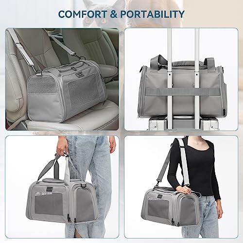 Image of PETSFIT Cat Carrier, Grey, Small and Medium Cats Under 12 Lbs