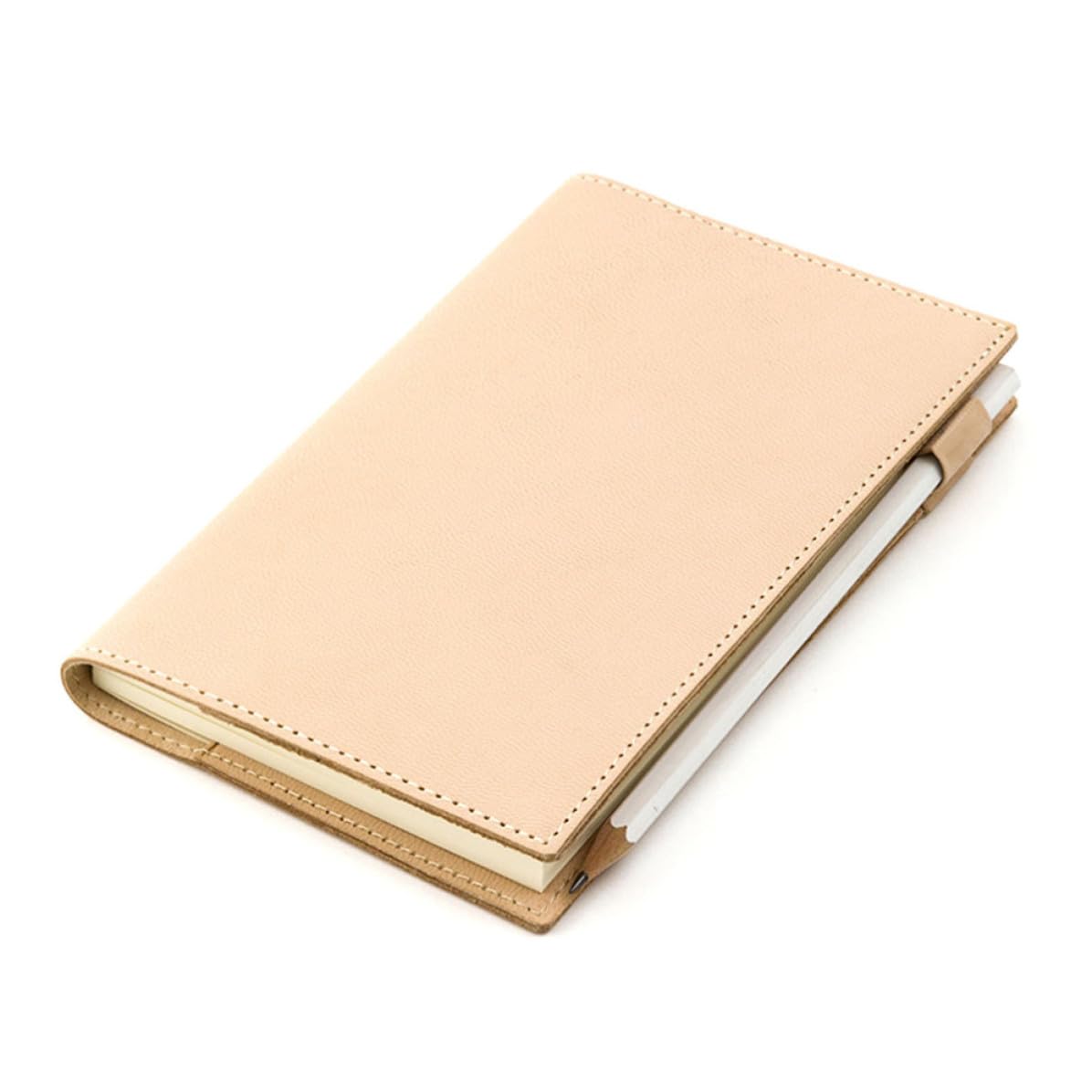 ibasenice Funda de Cuero Cubierta Protectora de Diario para Cuaderno A5 Beige, Porta Bolígrafo y Ranuras y Escuela, Negocios Viajeros