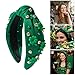 Guojiang Fashionable Hairband Knotted Headwear Crystal Headband Photo Props Party Cosplay Costumes Dancing Party Accessories Shamrock Celebration Hairpiece