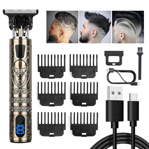 Tondeuse à cheveux pour homme, T-zéro position, avec écran LED, tondeuse à cheveux professionnelle, IPX7, 6 peignes (1,5-9 mm), rechargeable par USB...
