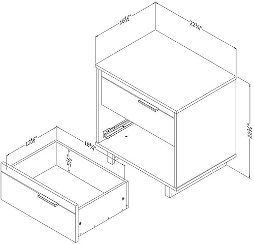 Miniatura 3 de South Shore Fynn - Mesita de noche de 2 cajones, roble de invierno, 16.5 pulgadas de profundidad x 22.25 pulgadas de ancho x 22.25 pulgadas de alto