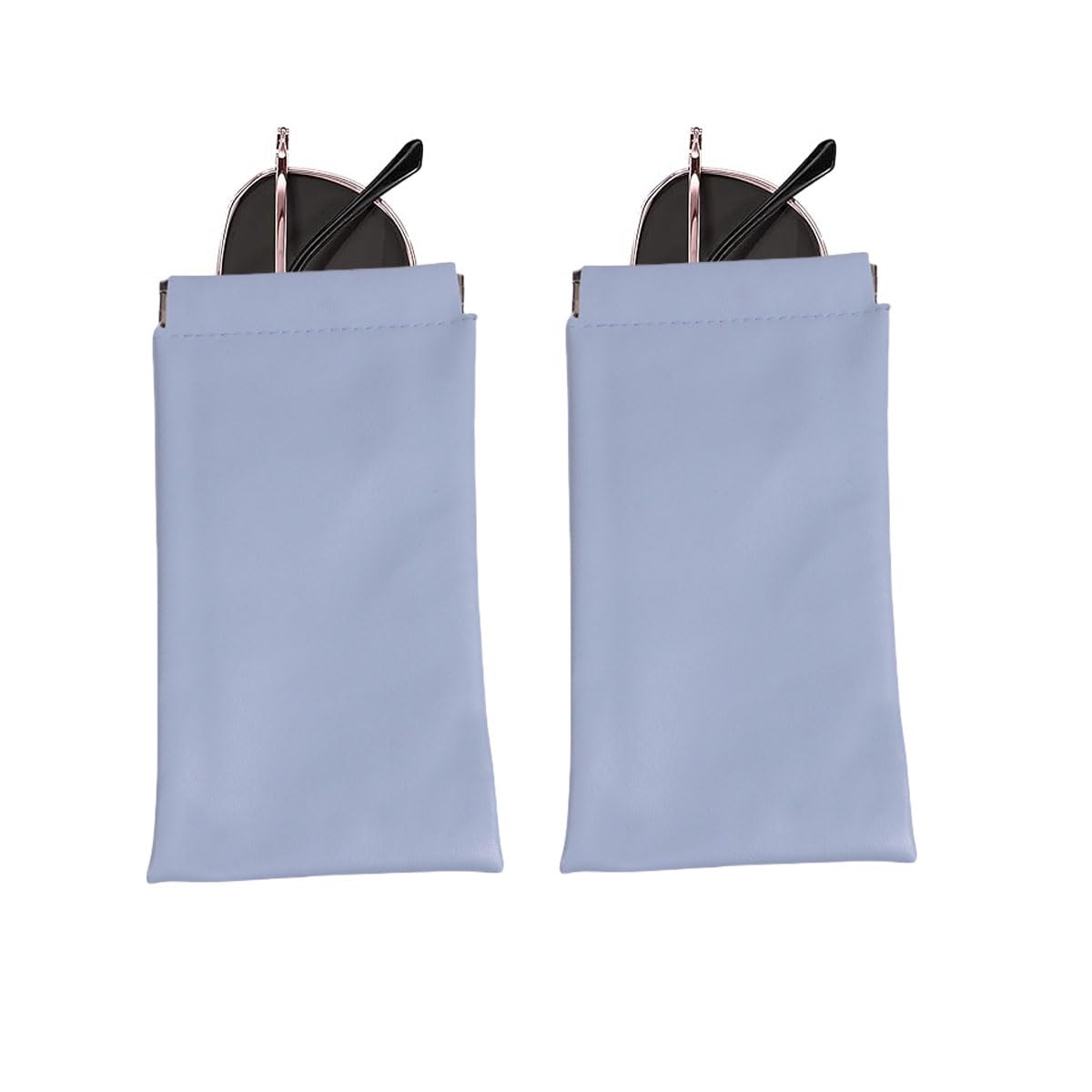 2 Pcs Soft Eyeglass and Sunglasses Case Organizer for Women, Holds Multiple Pairs, Fits in Purse, Small, Blue