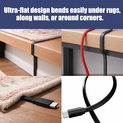 Image of 33FT USB C Extension Cable for CCTV WiFi Security Camera, Type-C Flat Charging Cord, Waterproof Power Supply Wire Compatible with Blink Mini 2 Blink Outdoor 4 Ring Indoor Cam Furbo 360,Black