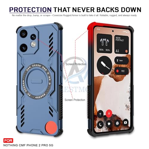 Image of AESTMO Back Case Cover for Nothing CMF Phone 2 Pro 5G | Magnetic Case with Built-in Metal Ring | Compatible with MagSafe Accessories | Shockproof Hybrid (PC + TPU