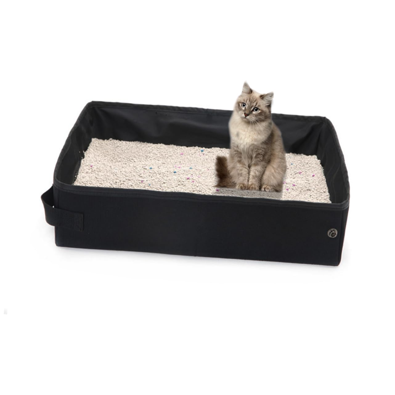 ifundom Box Waterproof Cat Litter Basin Cat Toilet Portable Litter Tray Kitten Litterbox Pet Toilet Black