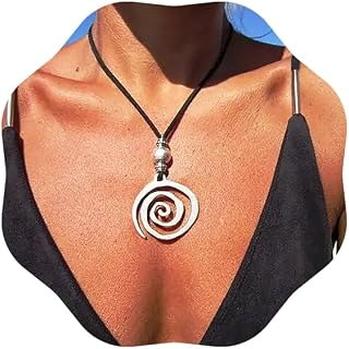 Maori Spiral Koru Leather Necklace Black String 11061447