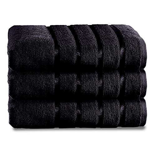 GC GAVENO CAVAILIA Fade Resistant Luxury Towels, Extra Absorbent 100% Ringspun Egyptian Cotton 500 GSM Bathroom Set, Black, 2PK Bath Sheet, 554882
