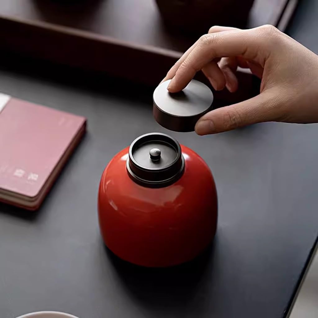 Organizador de Bolsitas de Té Latas de té de cerámica, latas selladas de doble capa con tapa de aleación for almacén de té, latas de almacenamiento simples, latas de almacenamiento de té negro Organiz