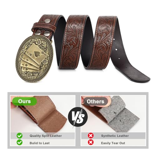 SANSTHS Western Cowboy Belt for Men Bull Buckle Belt Womens Western Floral Engraved Leather Belts for Jeans3